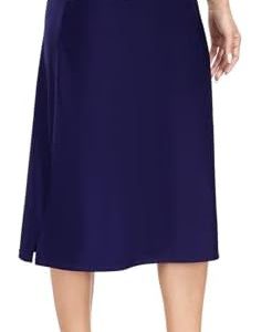 WOWENY Women's High Waisted Midi Swim Skirt with Leggings - Modest Tankini Bottoms with Zipper Pockets for Beach & Pool