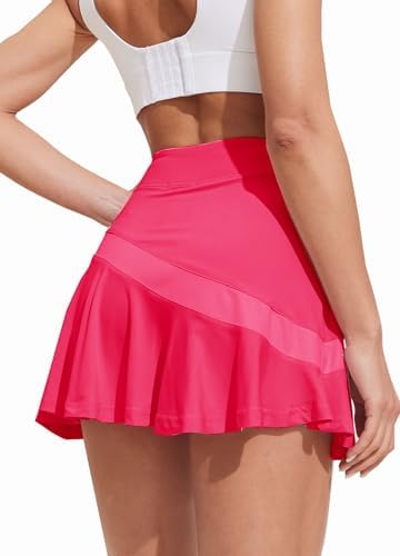 Ekouaer Women’s Tennis Skirts - Lightweight Pleated Athletic Golf Skorts with Shorts & Pockets for Running & Workouts