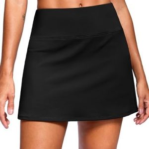 SANTINY 14" Women's High Waisted A-Line Skorts - Casual Pickleball & Golf Skirt with 2 Pockets - Athletic Tennis Apparel