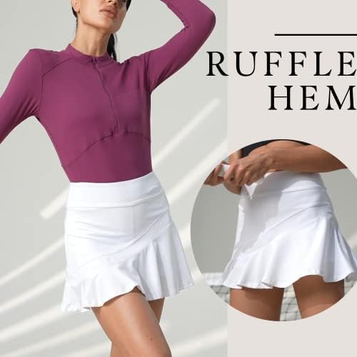 Ekouaer Women’s Tennis Skirts - Lightweight Pleated Athletic Golf Skorts with Shorts & Pockets for Running & Workouts