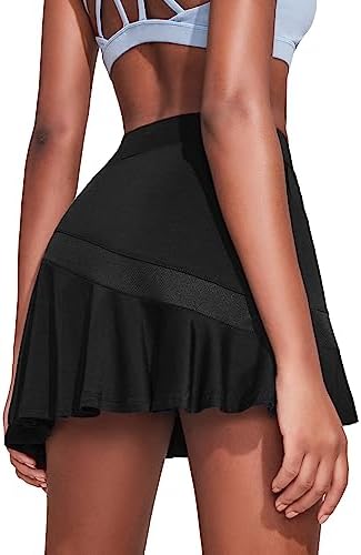 Ekouaer Women’s Tennis Skirts - Lightweight Pleated Athletic Golf Skorts with Shorts & Pockets for Running & Workouts