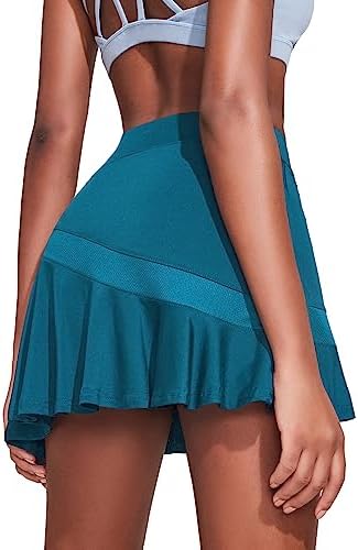 Ekouaer Women’s Tennis Skirts - Lightweight Pleated Athletic Golf Skorts with Shorts & Pockets for Running & Workouts