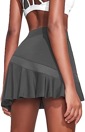 Ekouaer Women’s Tennis Skirts - Lightweight Pleated Athletic Golf Skorts with Shorts & Pockets for Running & Workouts