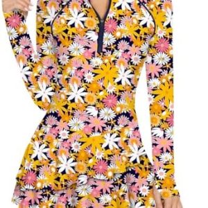 WOWENY Long Sleeve Rash Guard Set for Women - Athletic Swimwear with Built-in Bra, Zip Front Shirt & Shorts - Stylish Be